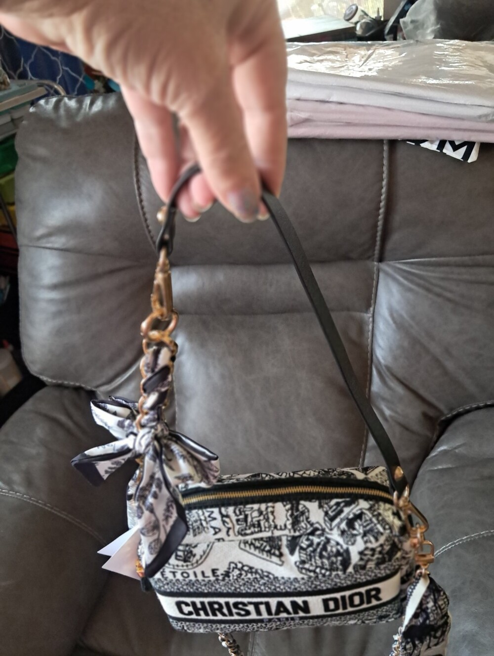 Christian Dior Black & White Toile Canvas Crossbody WITH CERTIFICATION, DUST BAG - Picture 2 of 8